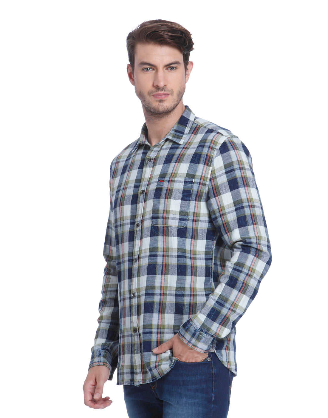 Green Check Slim Fit Shirt