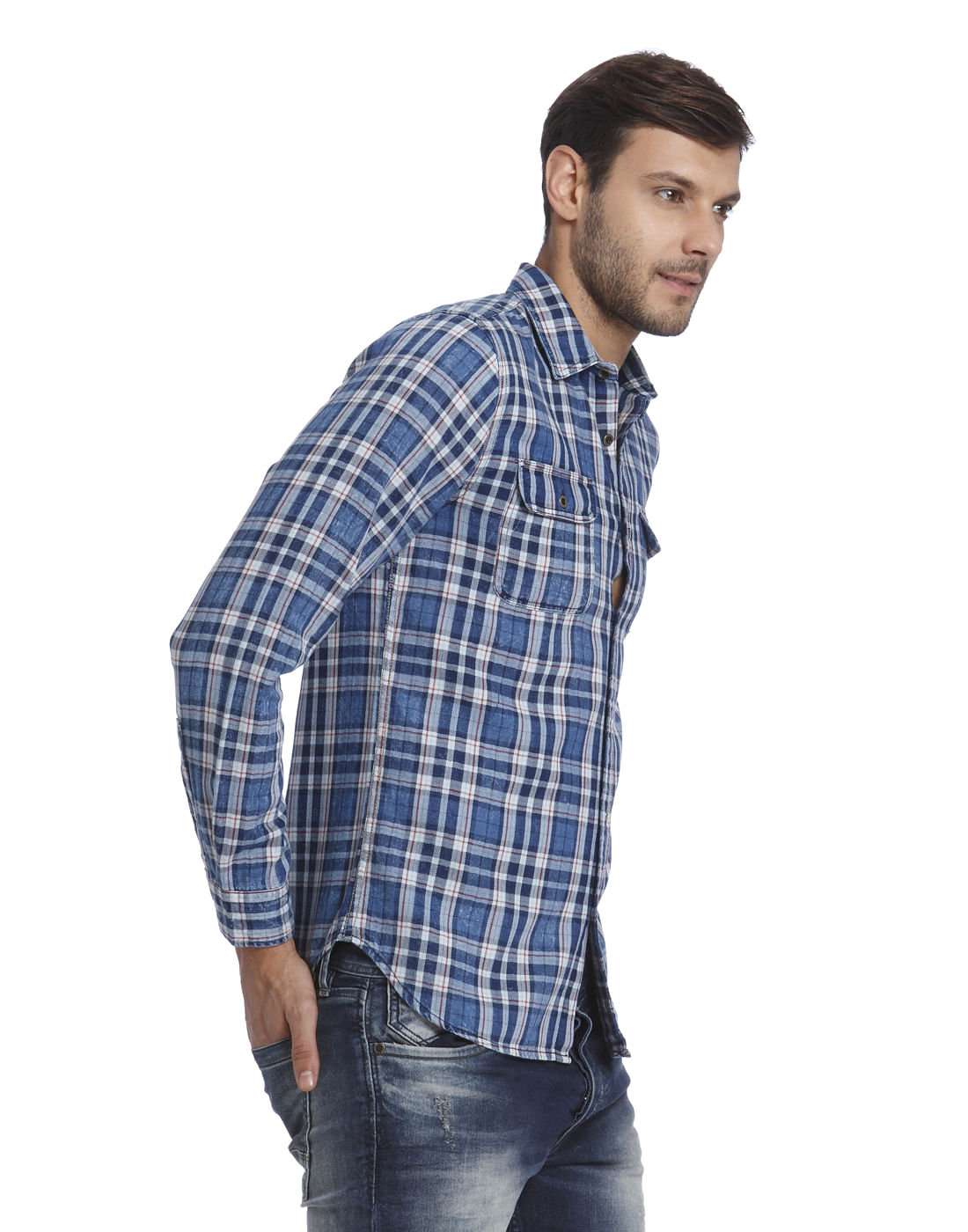 Blue Check Slim Fit Shirt