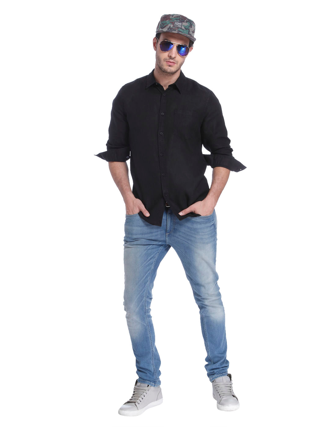 Black Linen Slim Fit Shirt