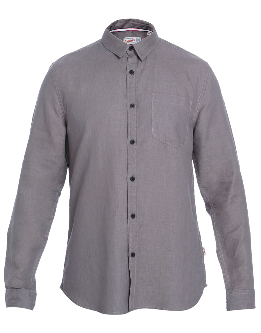 Grey Linen Slim Fit Shirt