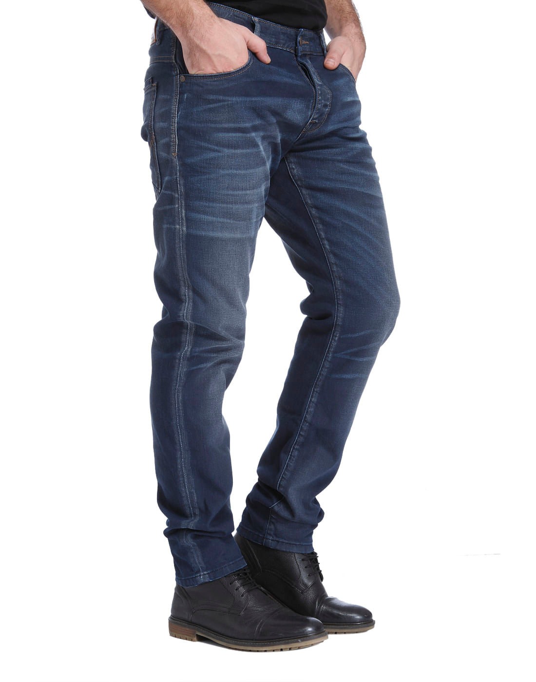 Dark Blue Mid Rise Relaxed Fit Jeans