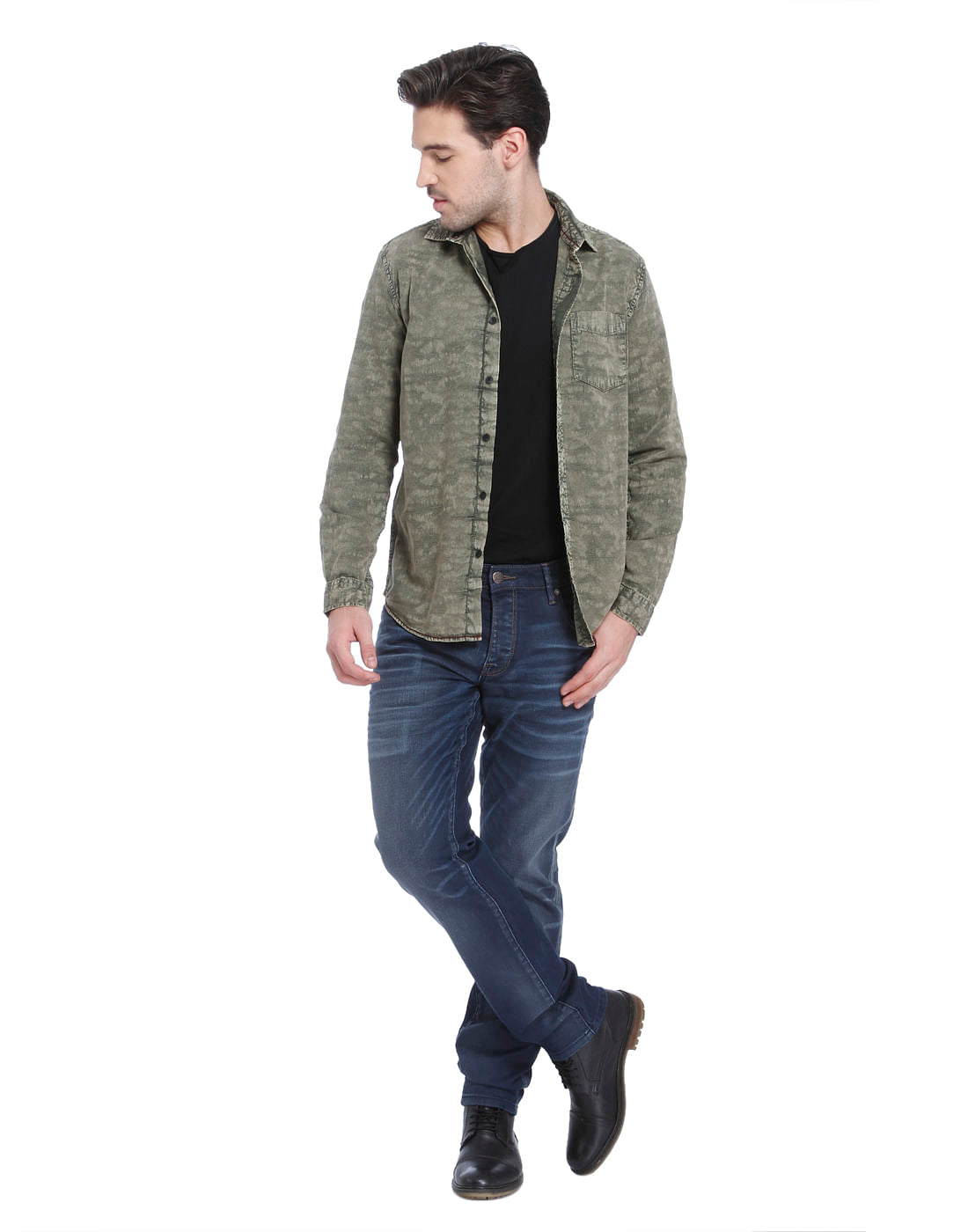 Dark Blue Mid Rise Relaxed Fit Jeans