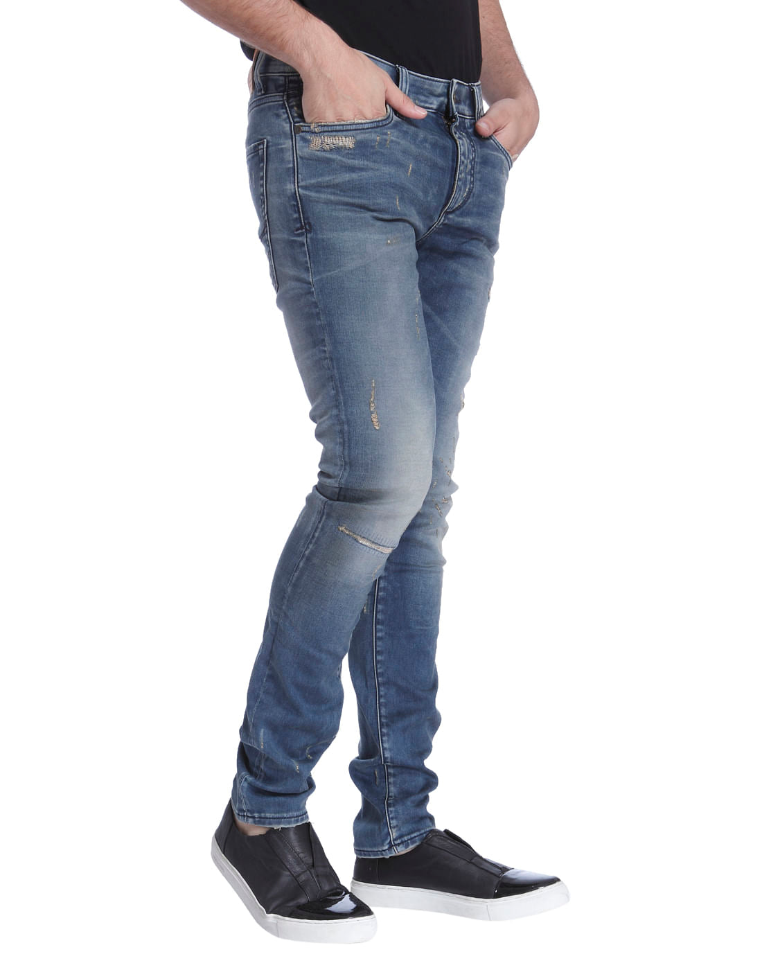 Blue Distressed Skinny Jeans