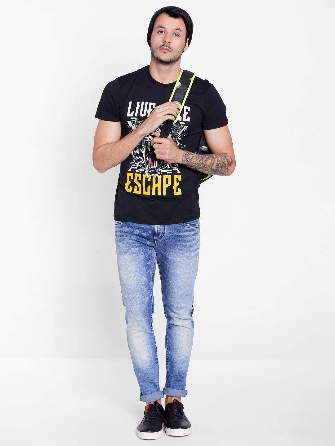 Blue Star Print Slim Fit Jeans