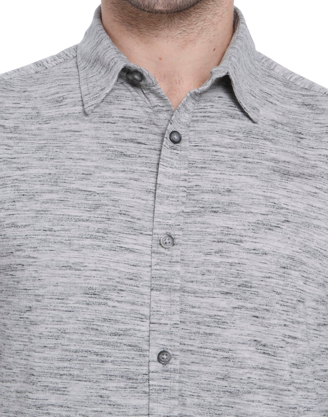 Light Grey Textured Slim Fit Shirt