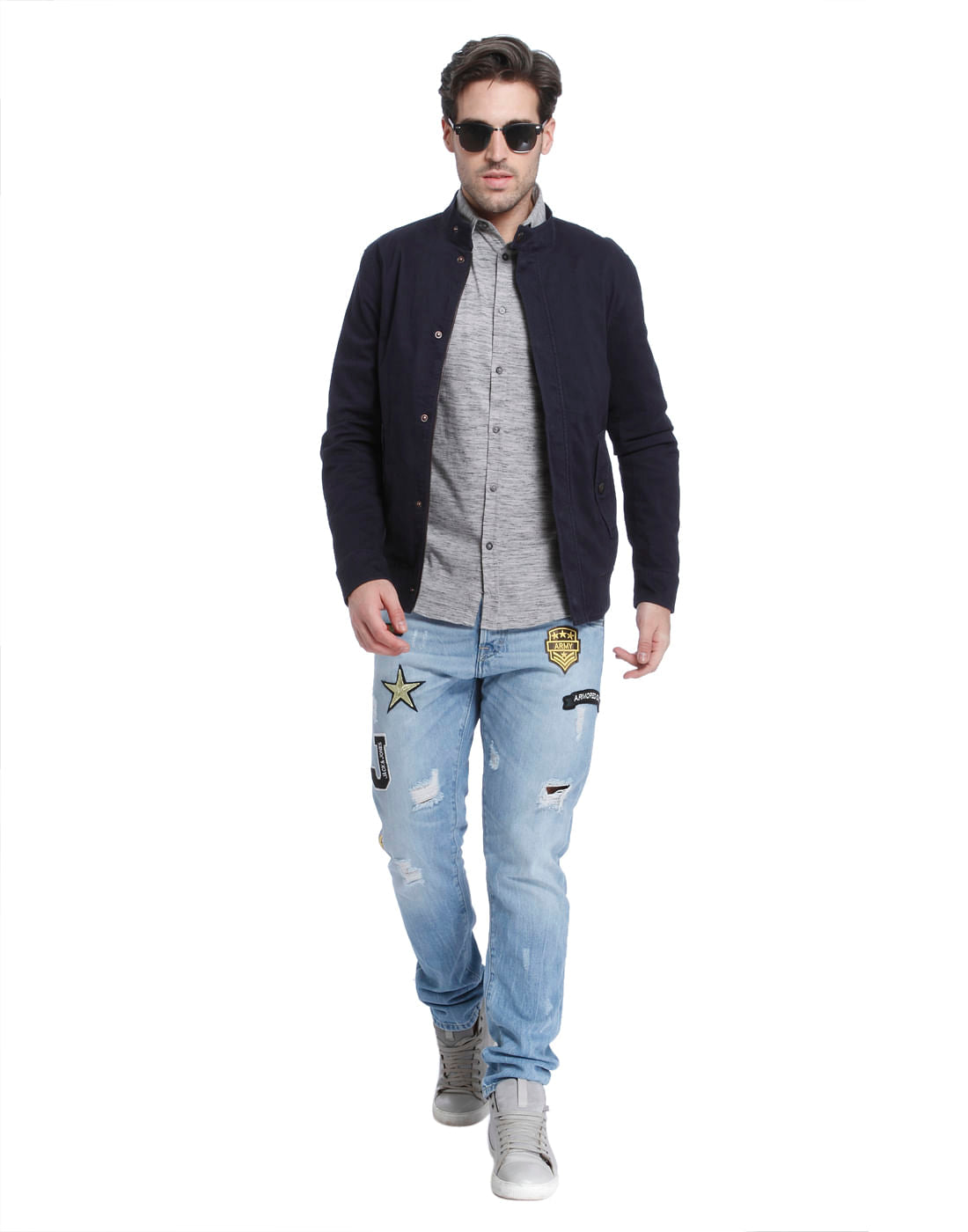 Light Grey Textured Slim Fit Shirt
