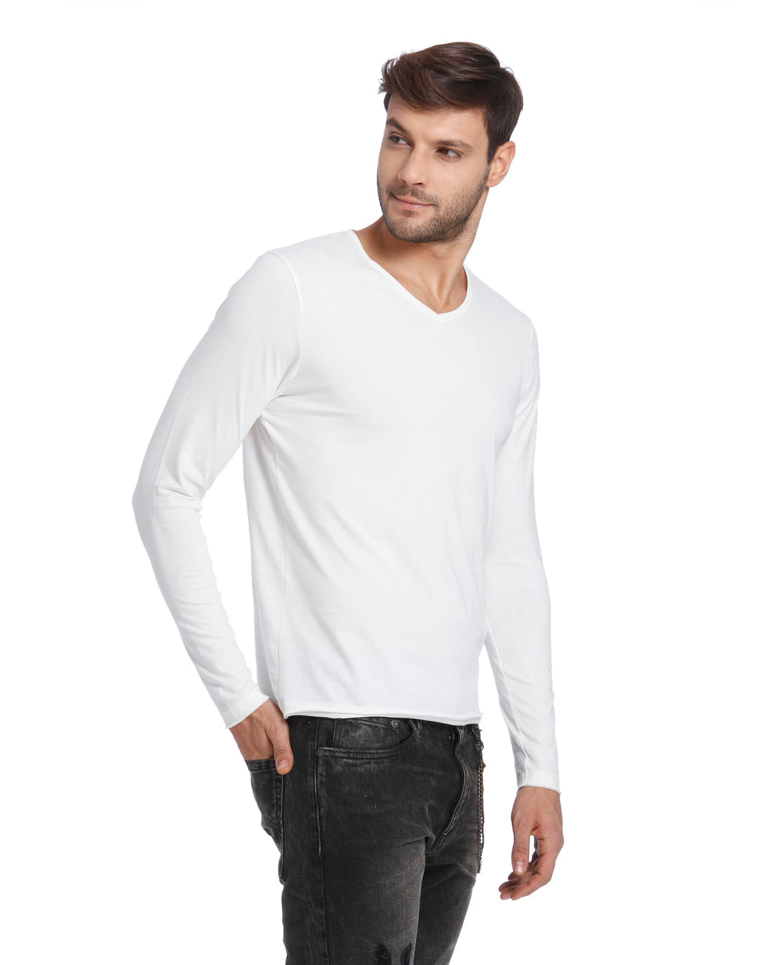 White V-Neck T-Shirt