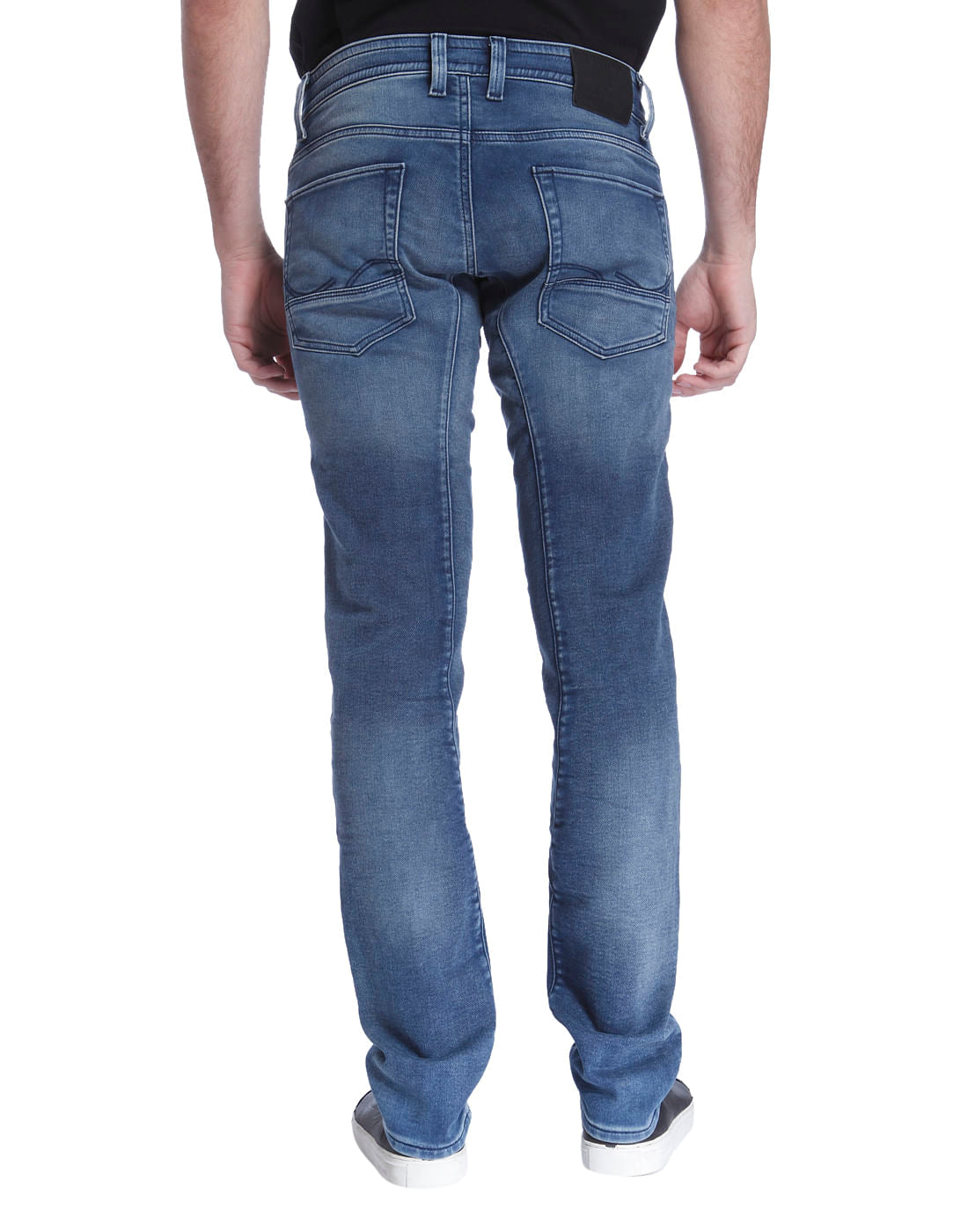 Blue Drawstring Slim Fit Jeans