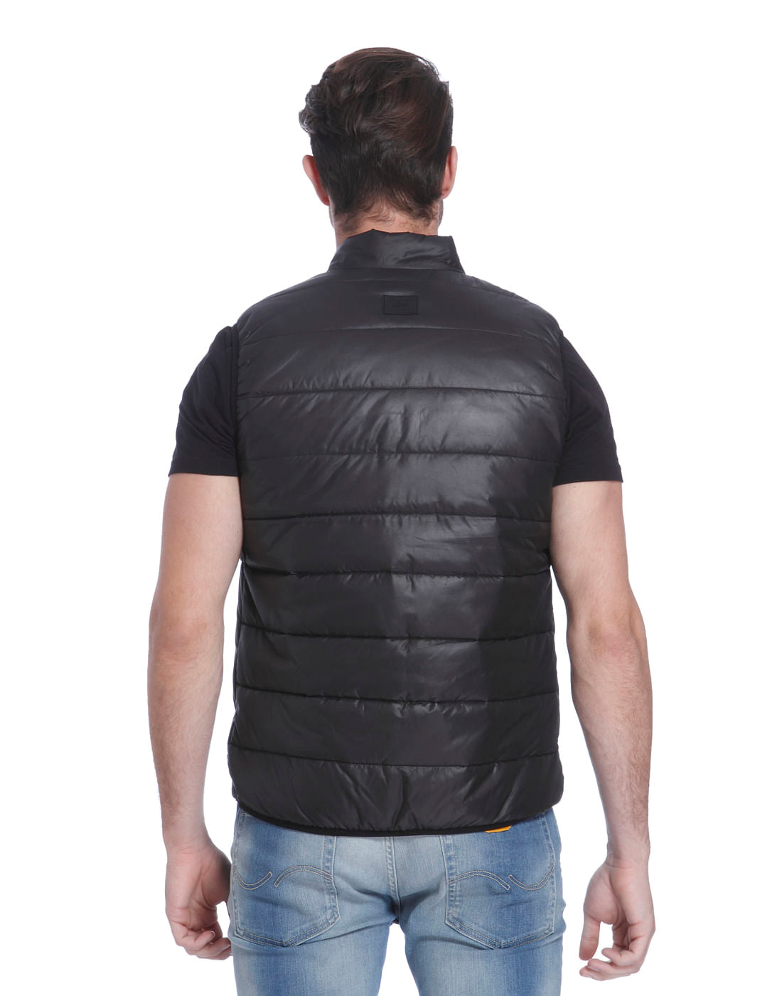 Black Sleeveless Bomber Jacket