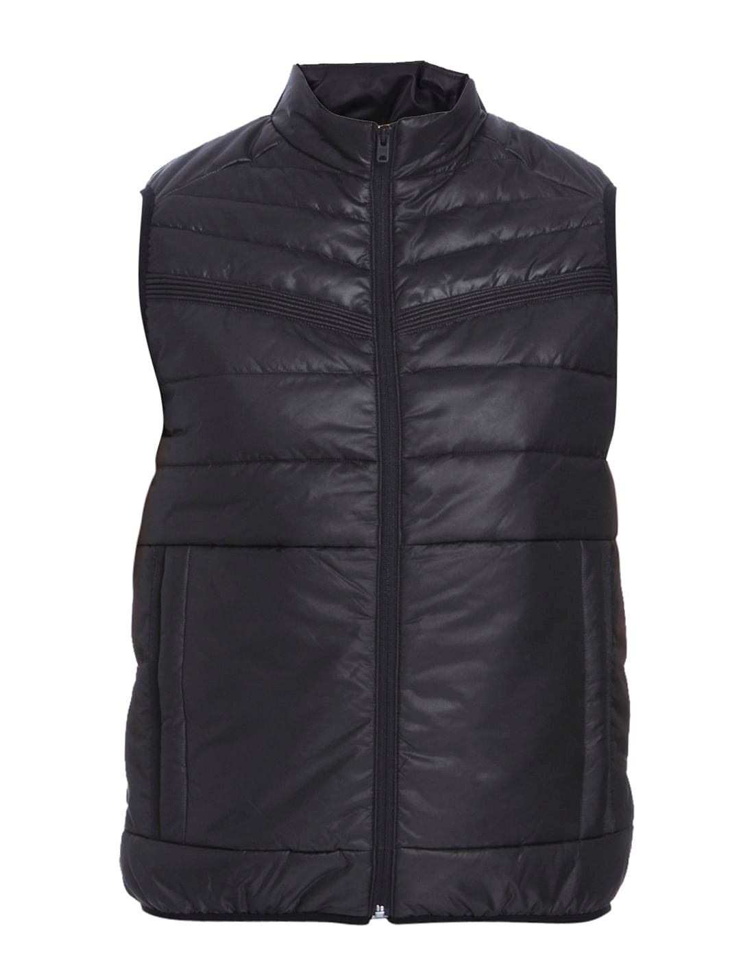 Black Sleeveless Bomber Jacket