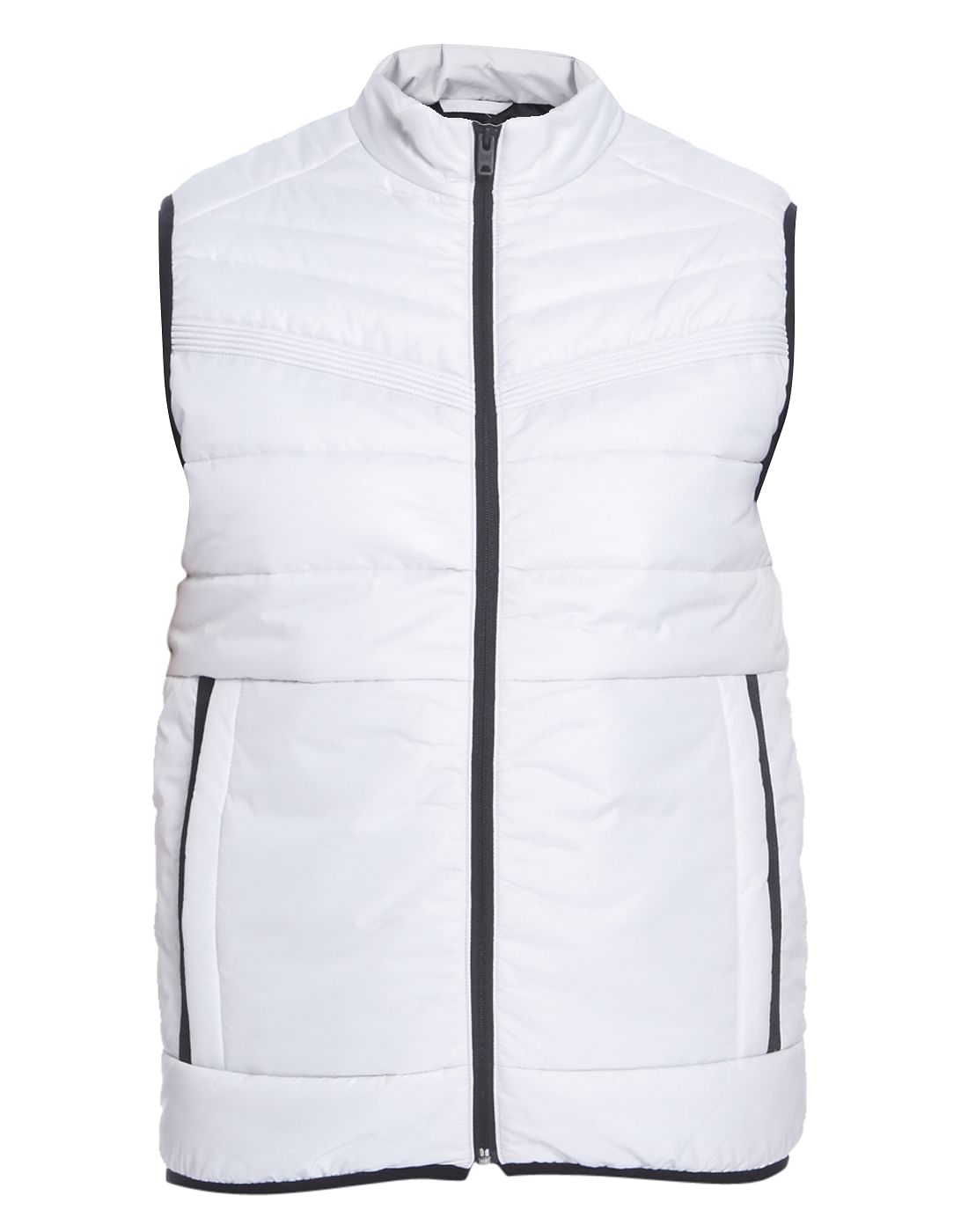 White Sleeveless Bomber Jacket