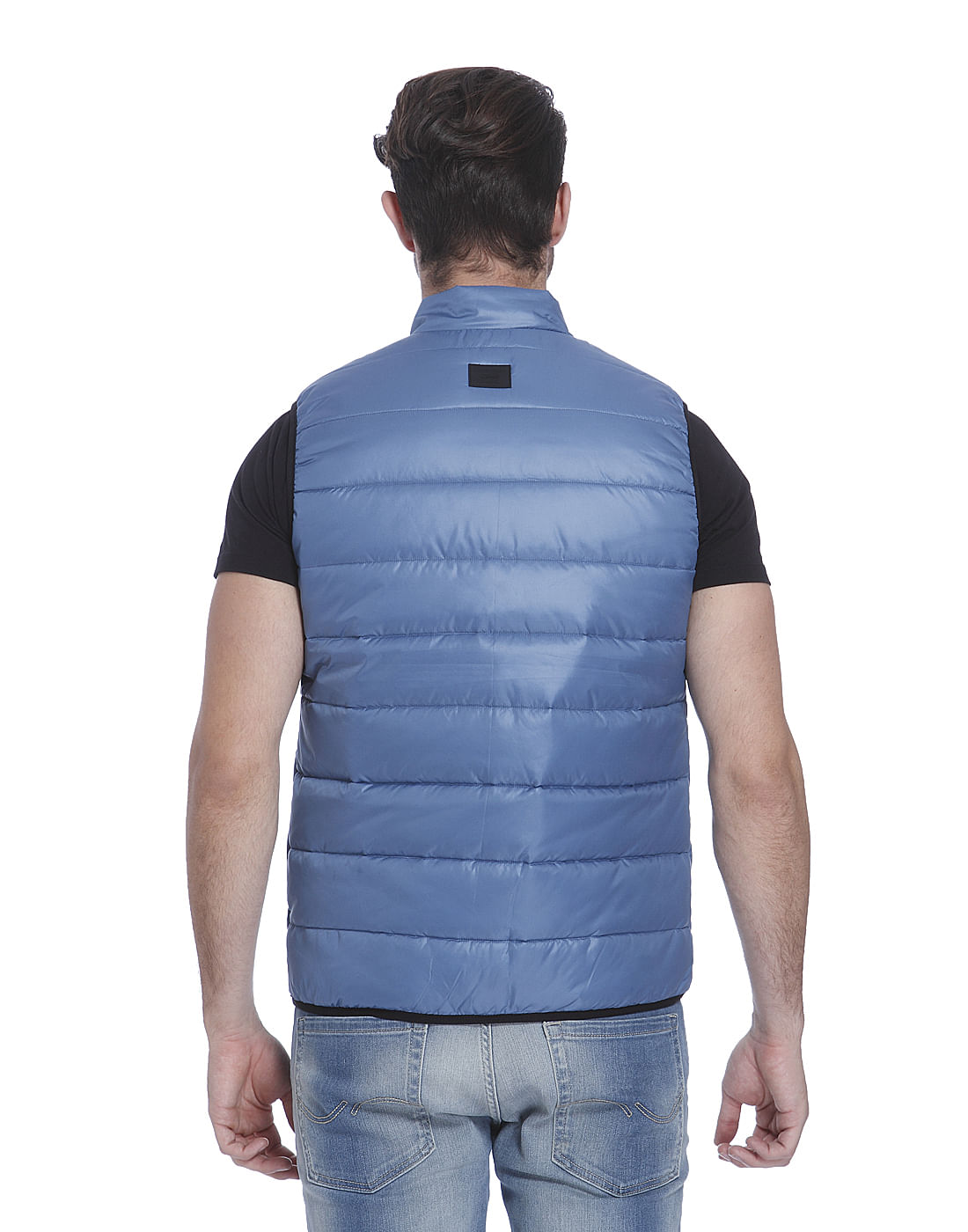 Powder Blue Sleeveless Bomber Jacket