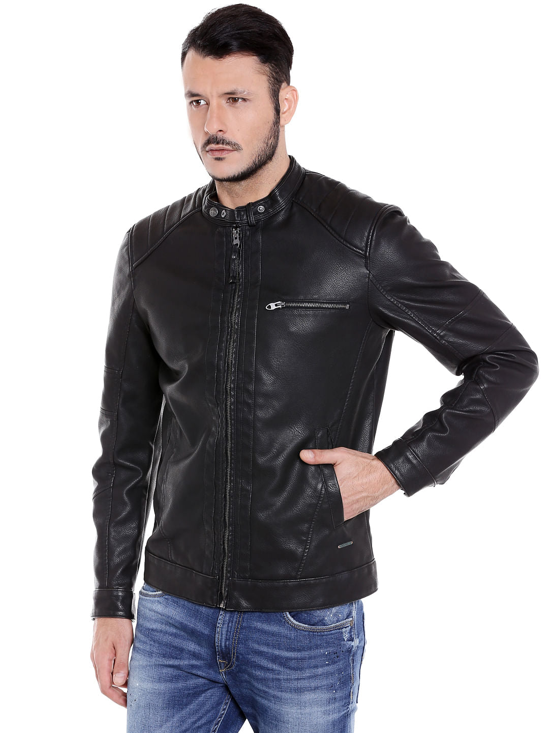 Black Pu Bomber Jacket