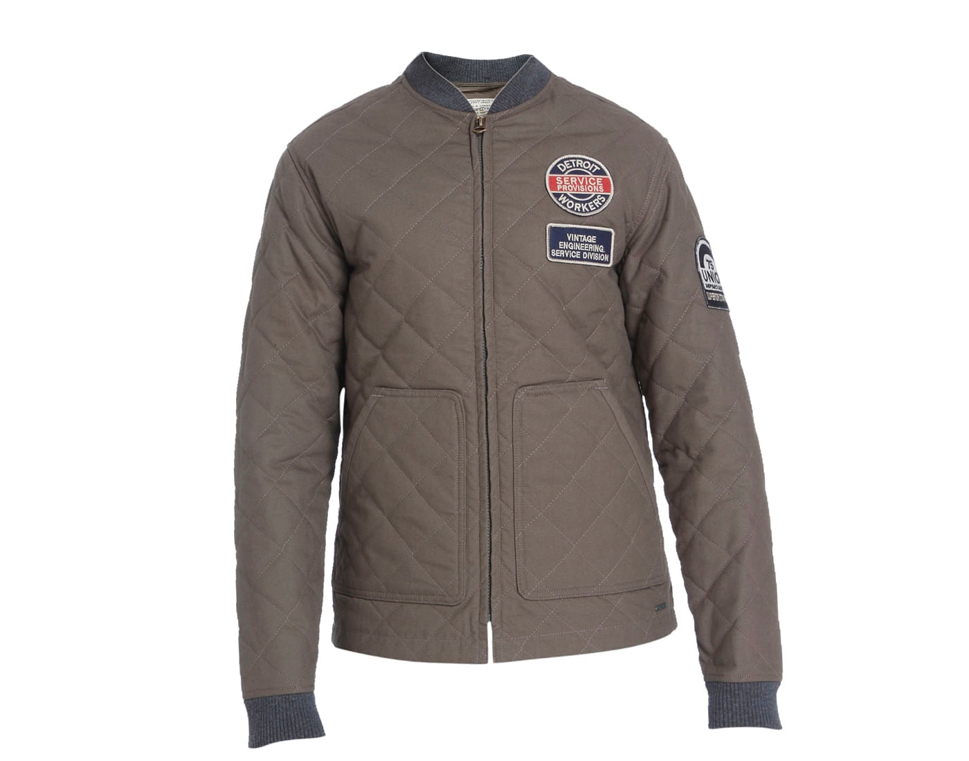 Grey Quilted Bomber Jacket