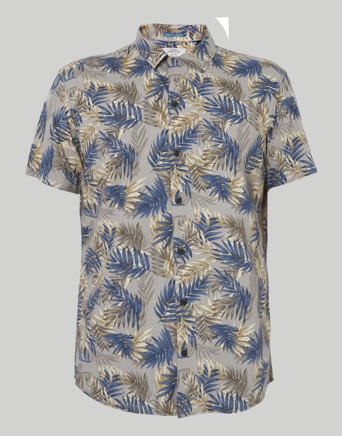Grey Tropical Print Shirt