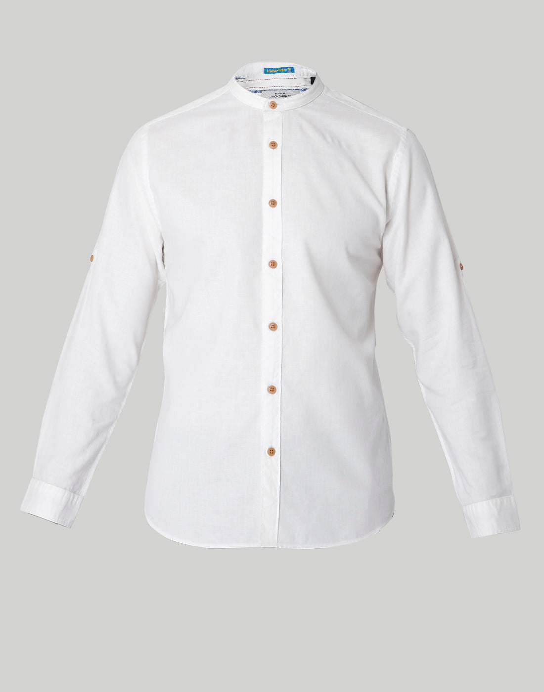 White Mandarin Collar Shirt