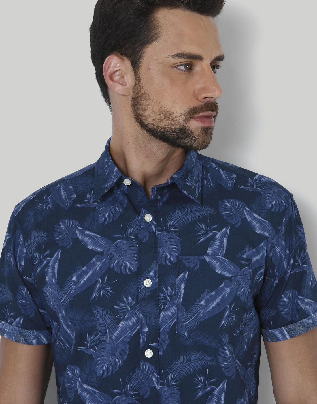 Blue Tropical Print Shirt