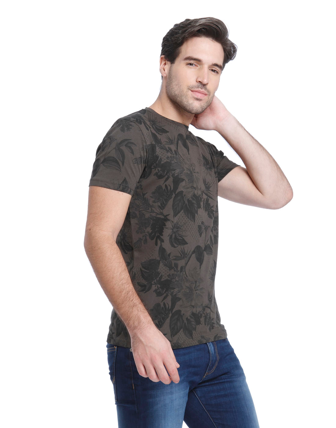 Brown Flora & Fauna Printed Crew Neck T-Shirt