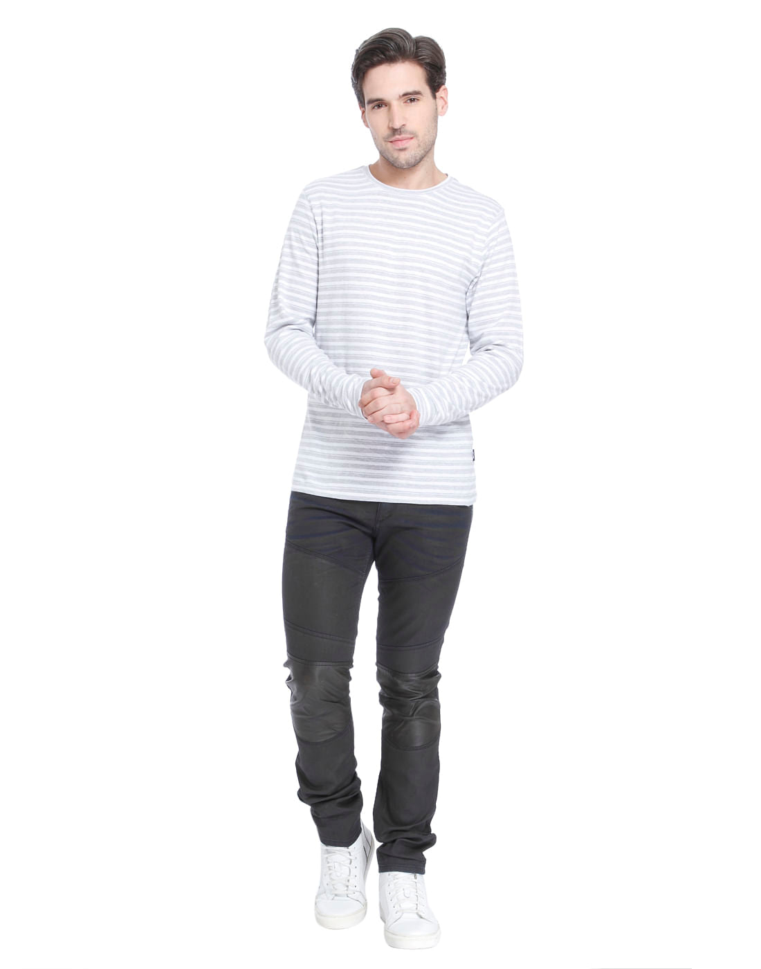 White Striped Crew Neck T-Shirt