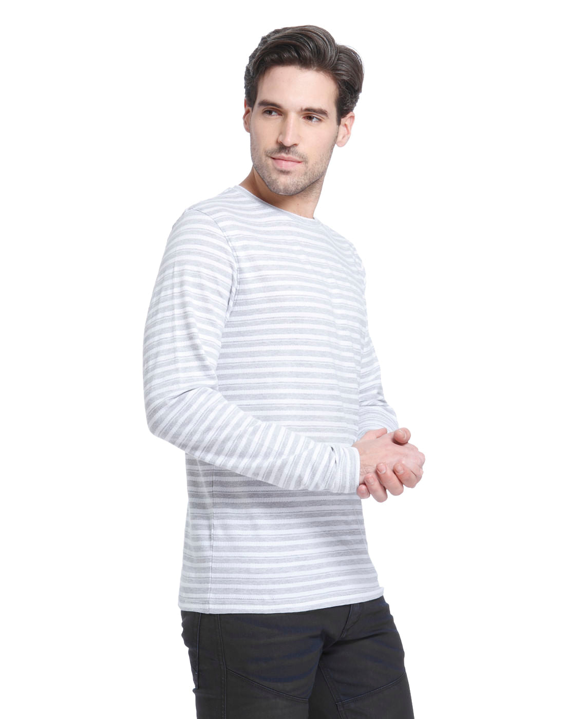 White Striped Crew Neck T-Shirt