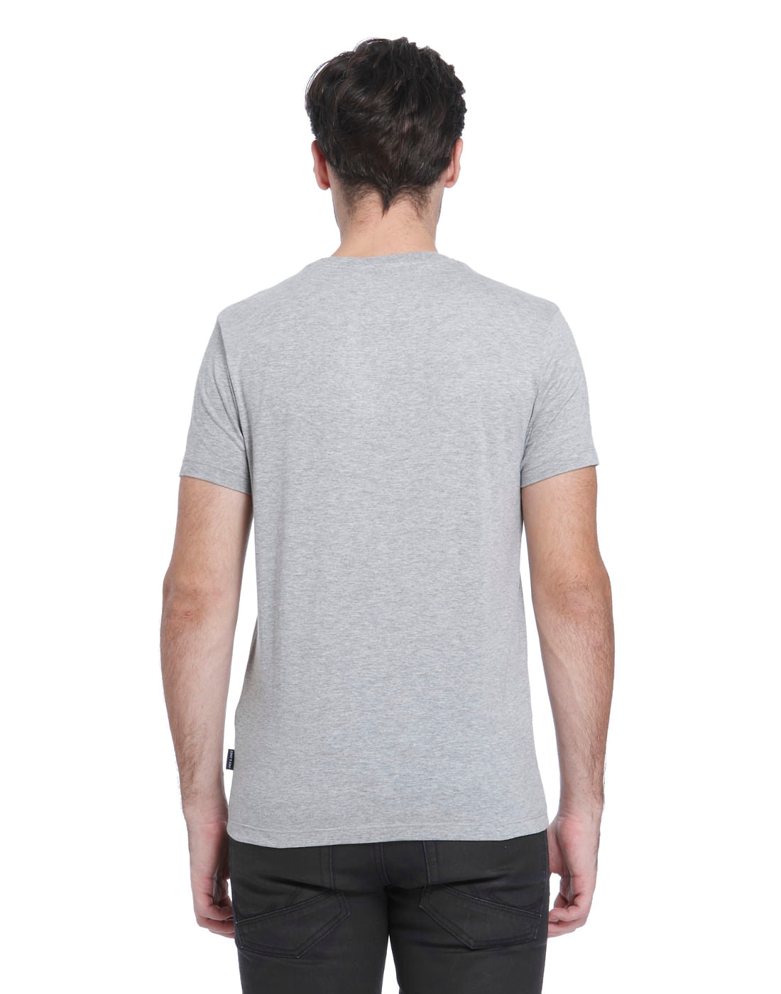 Light Grey Printed Crew Neck T-Shirt