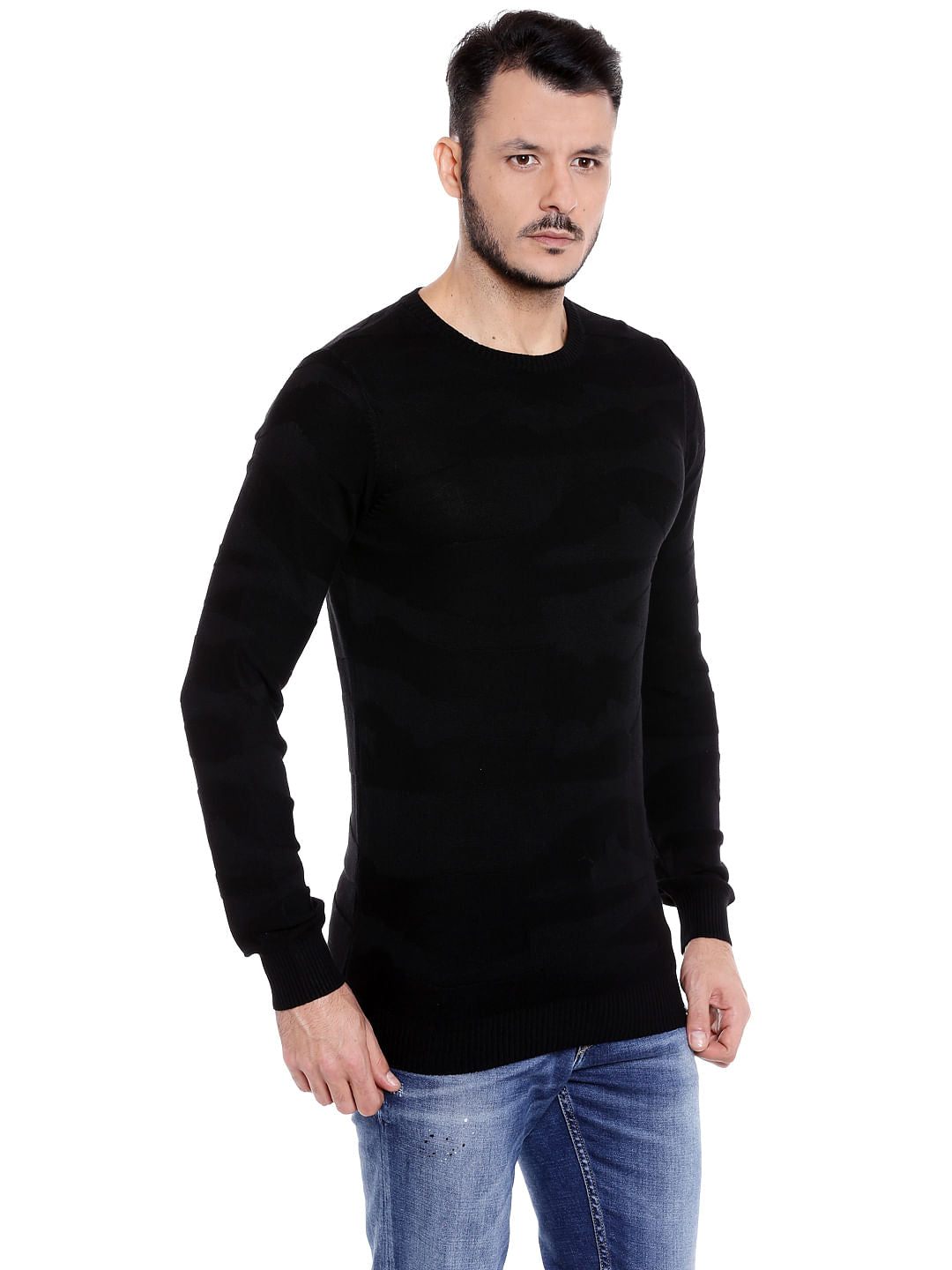 Black Crew Neck Knit T-Shirt
