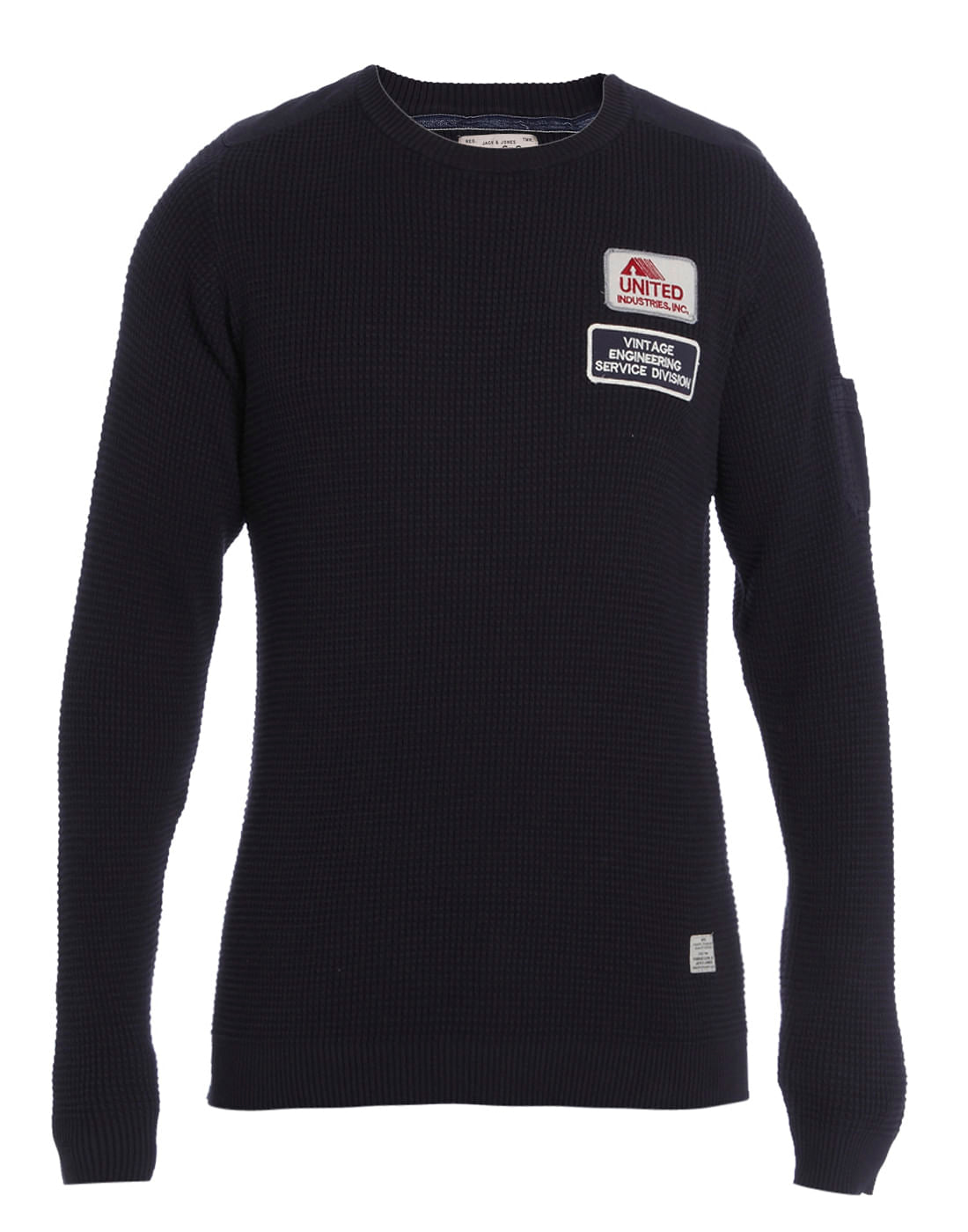 Black Badge Detail Crew Neck Cardigan