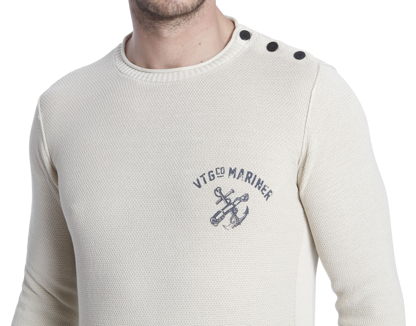 Off White Crew Neck Knit Pullover
