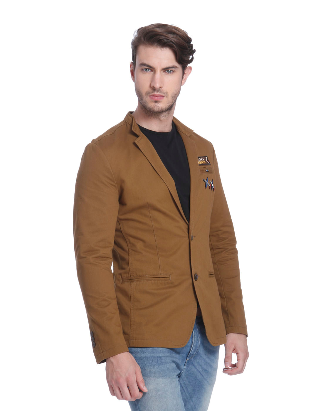 Brown Badge Detail Blazer