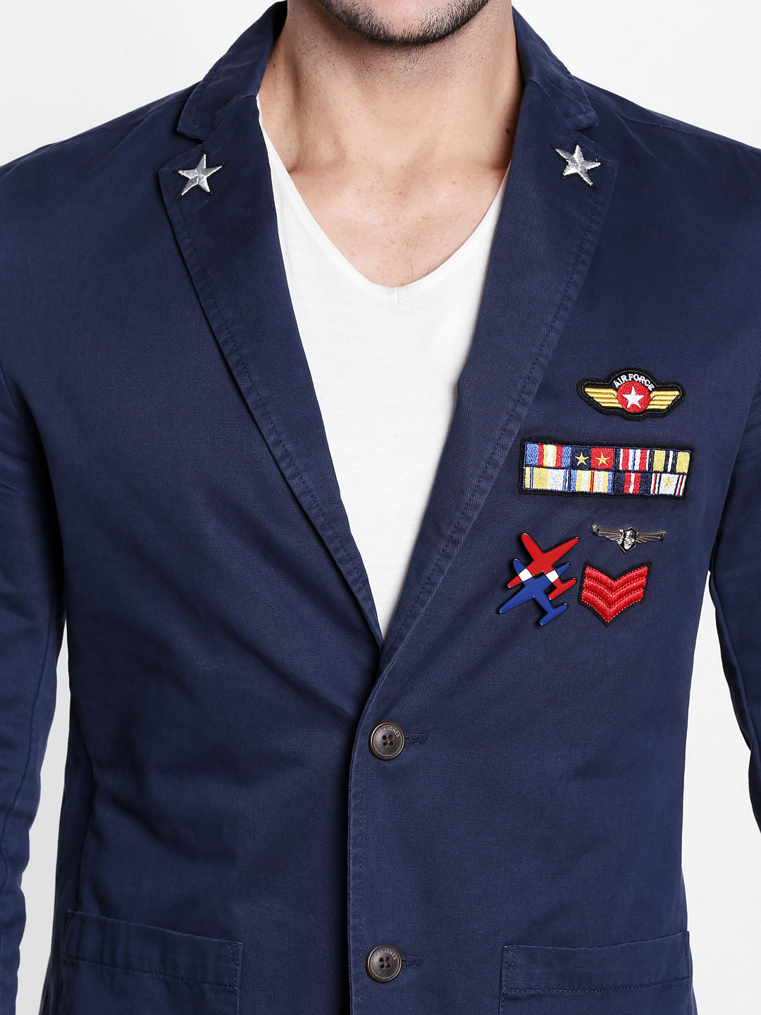 Dark Blue Badge Detail Blazer