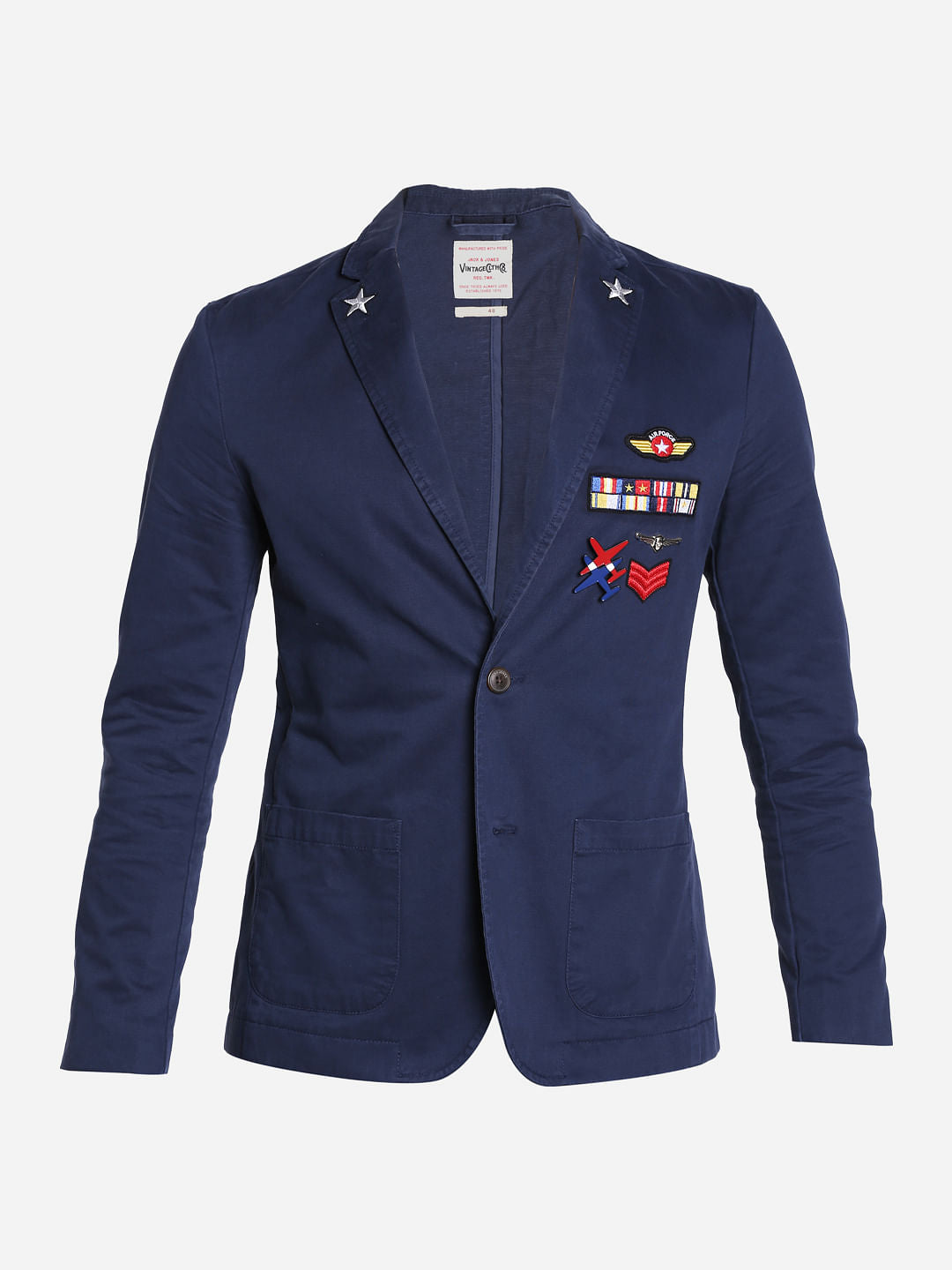 Dark Blue Badge Detail Blazer