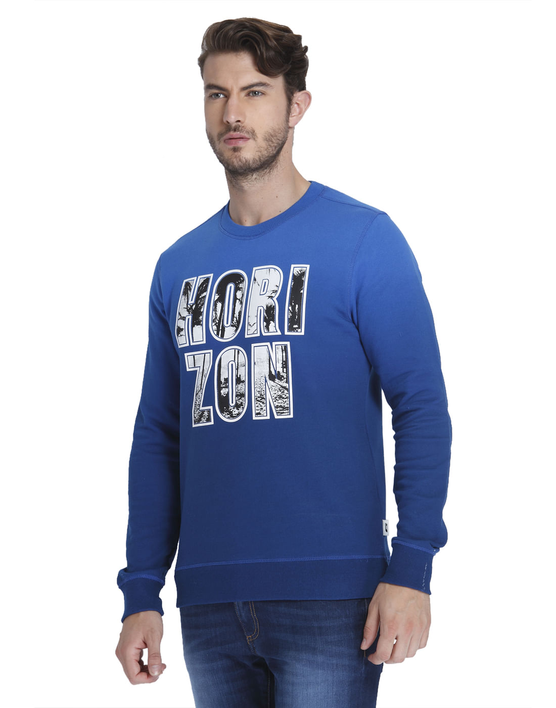 Electric Blue Slogan Print Sweatshirt