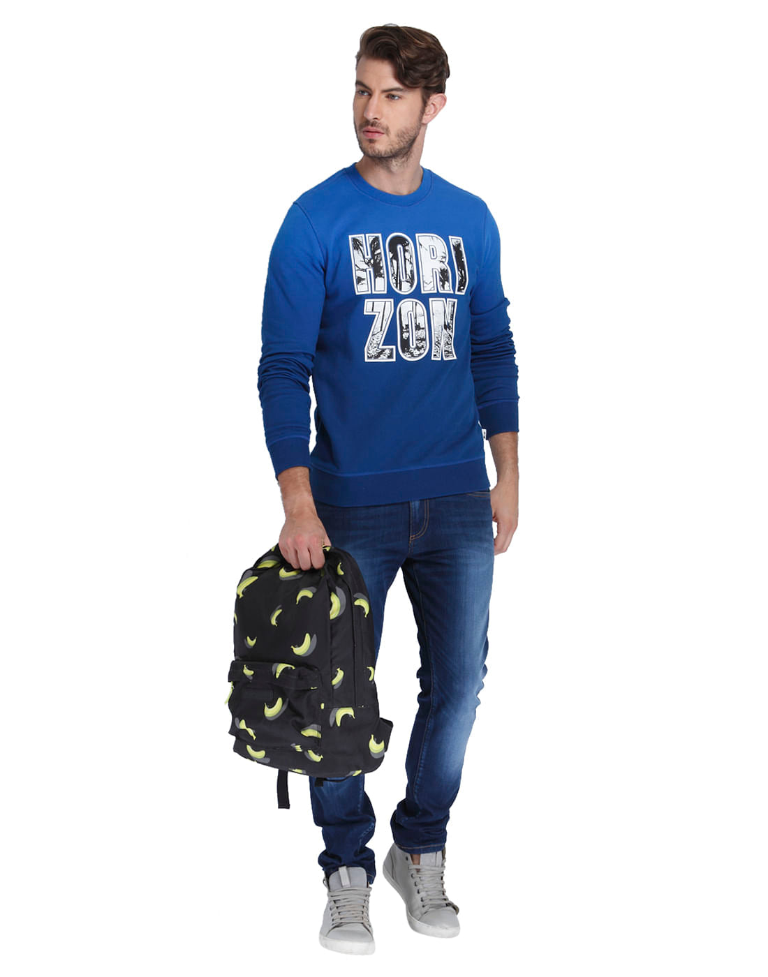 Electric Blue Slogan Print Sweatshirt