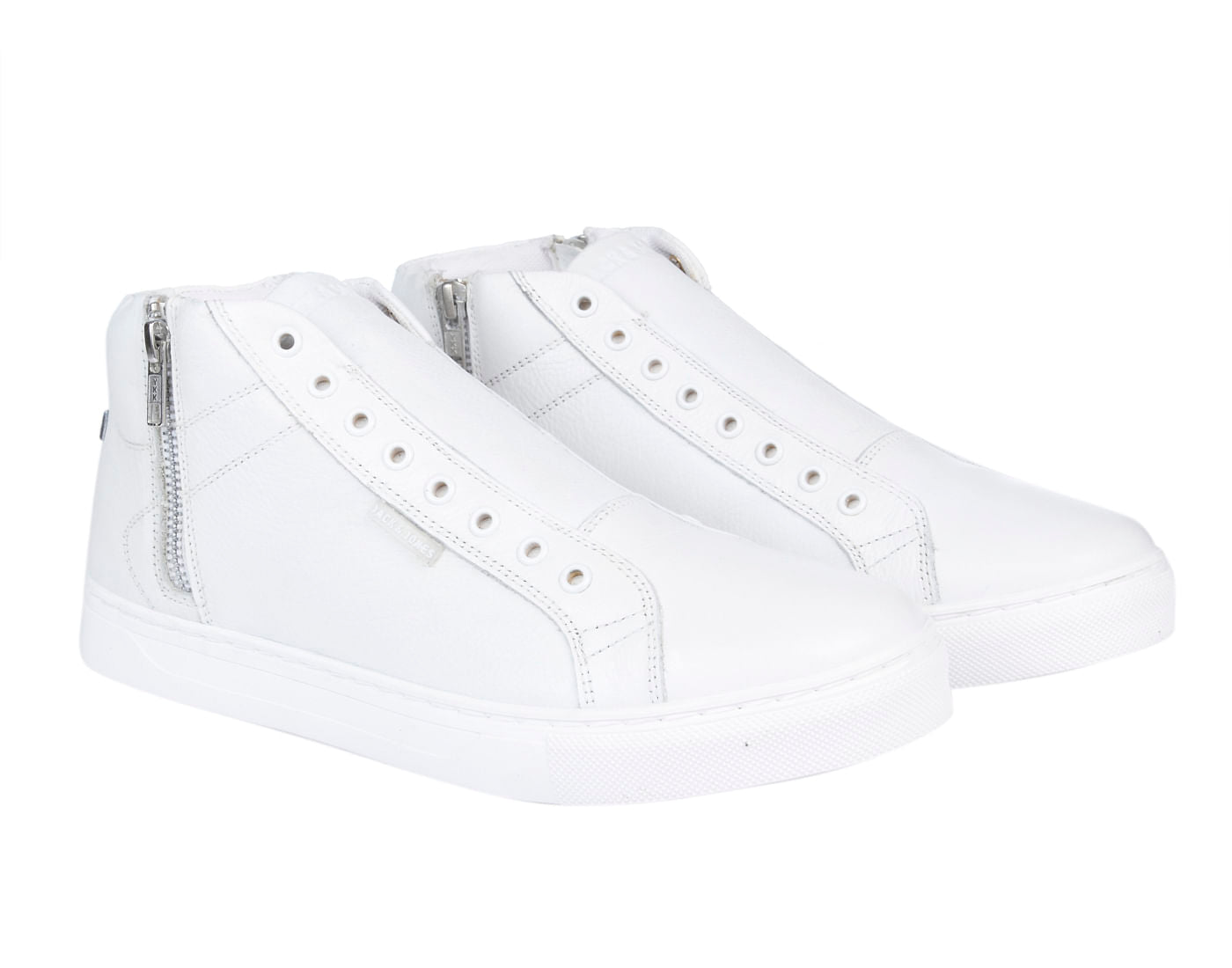 White Zip Up High Top Sneakers