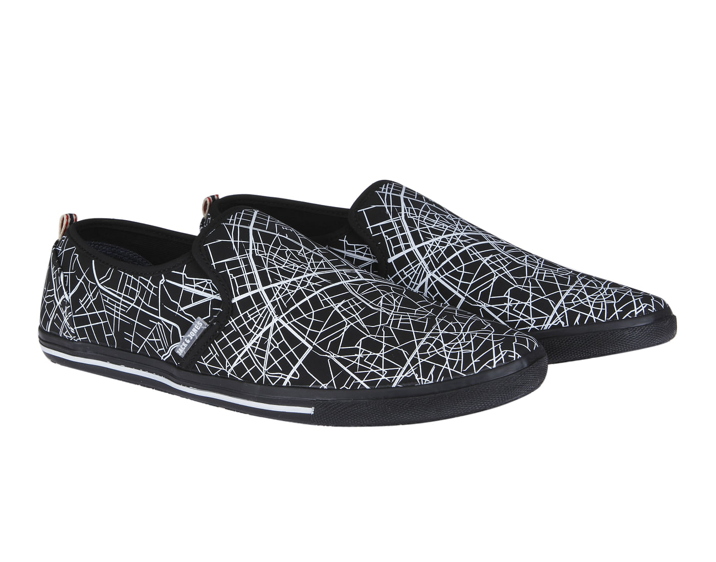 Black All Over Print Slip Ons