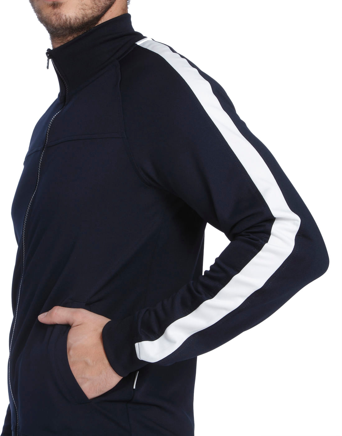 Dark Blue Turtle Neck Zip Up Sweatshirt