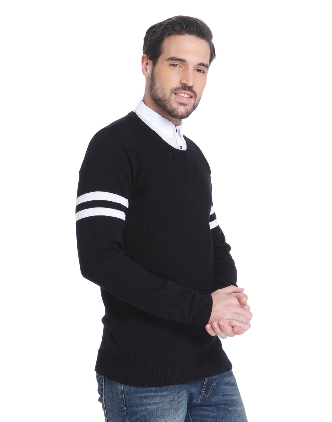 Black And White Placement Print Sweatshirt