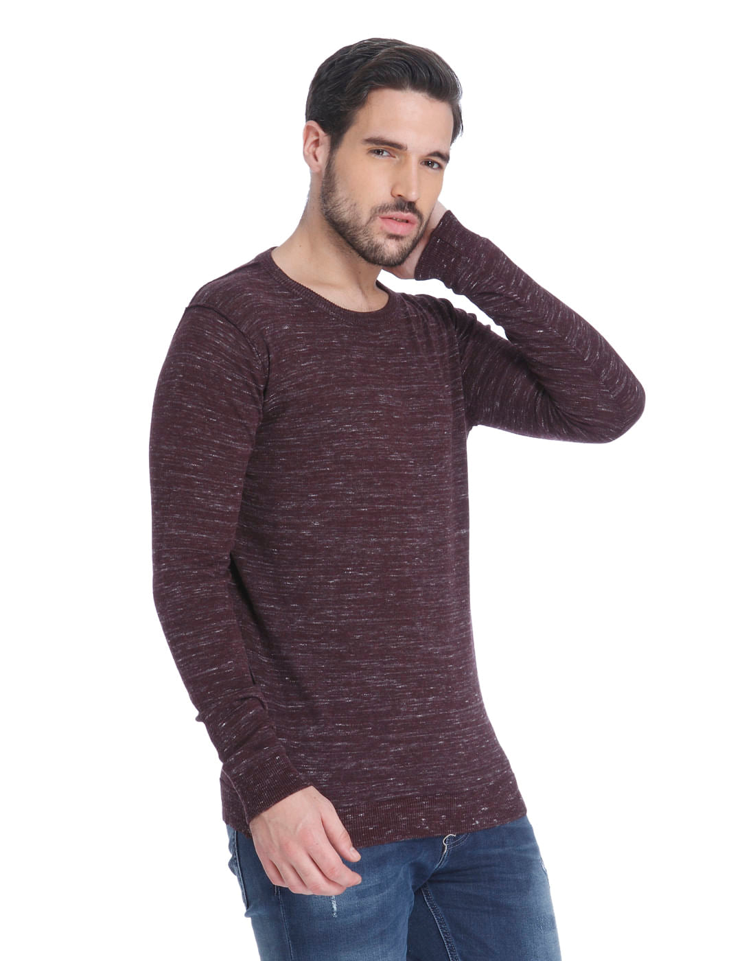 Red Knit Crew Neck Sweatshirt