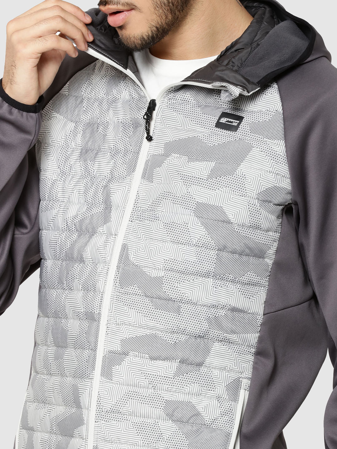 Grey Camo Print Bomber Jacket