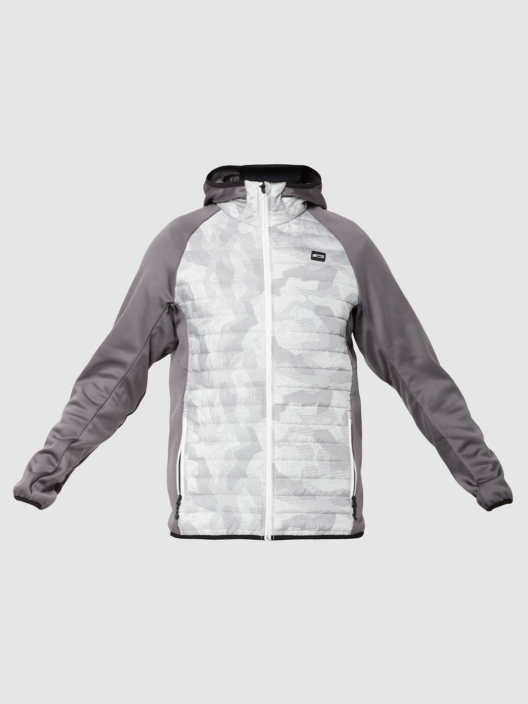 Grey Camo Print Bomber Jacket