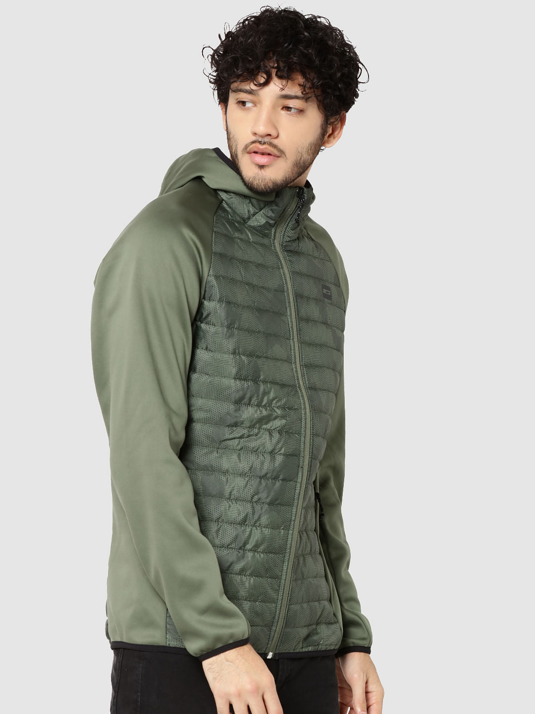 Green Camo Print Hooded Bomber Jacket