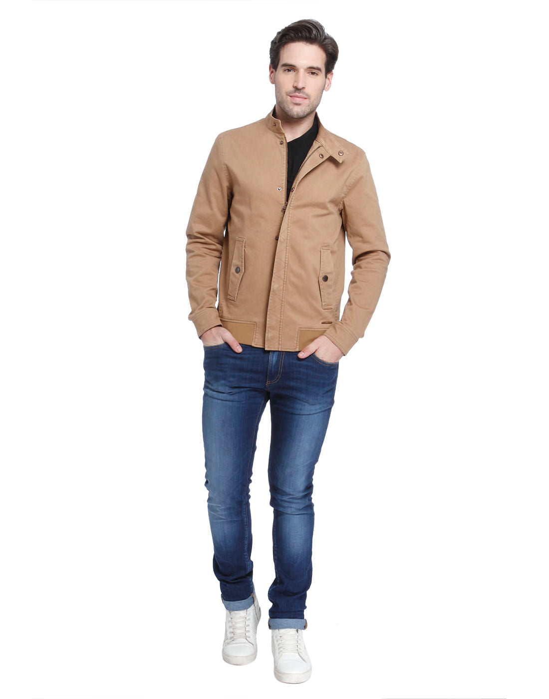 Beige Bomber Jacket