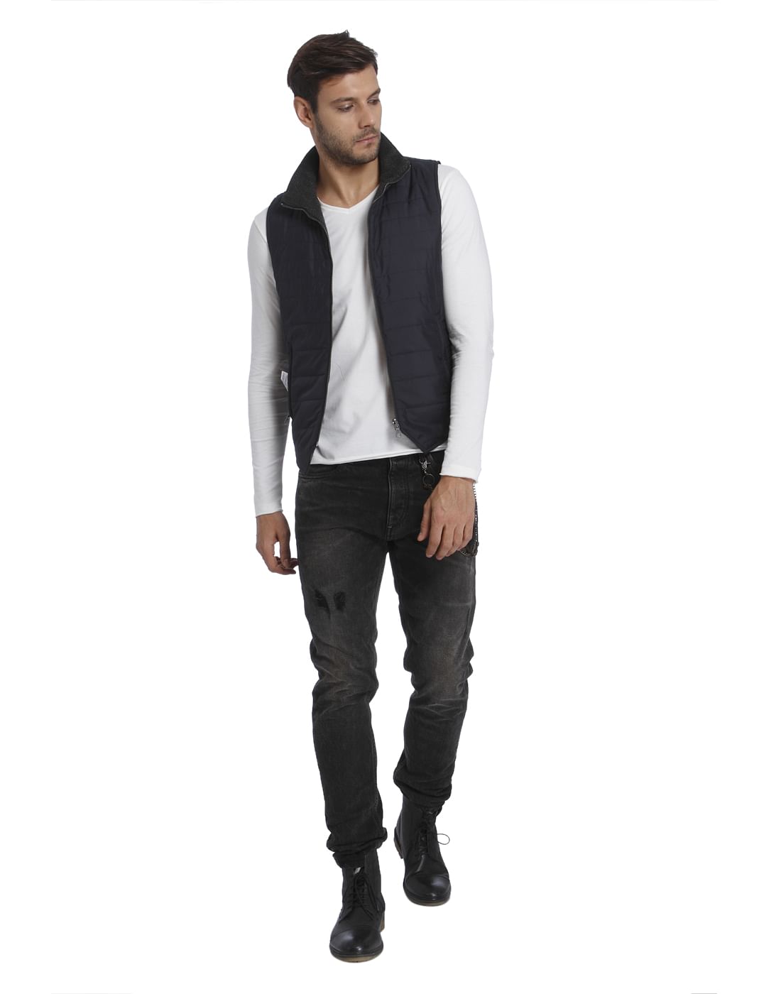 Dark Blue Sleeveless Jacket