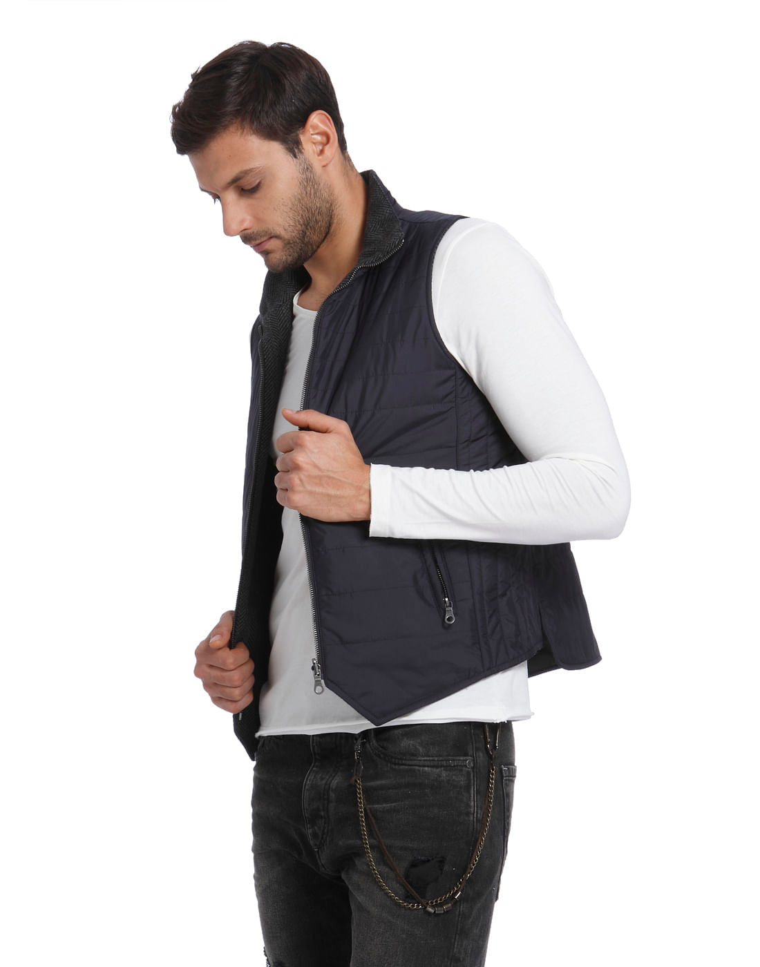 Dark Blue Sleeveless Jacket