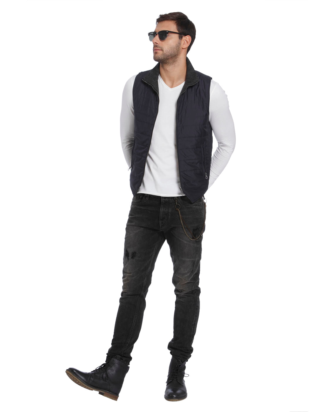 Dark Blue Sleeveless Jacket