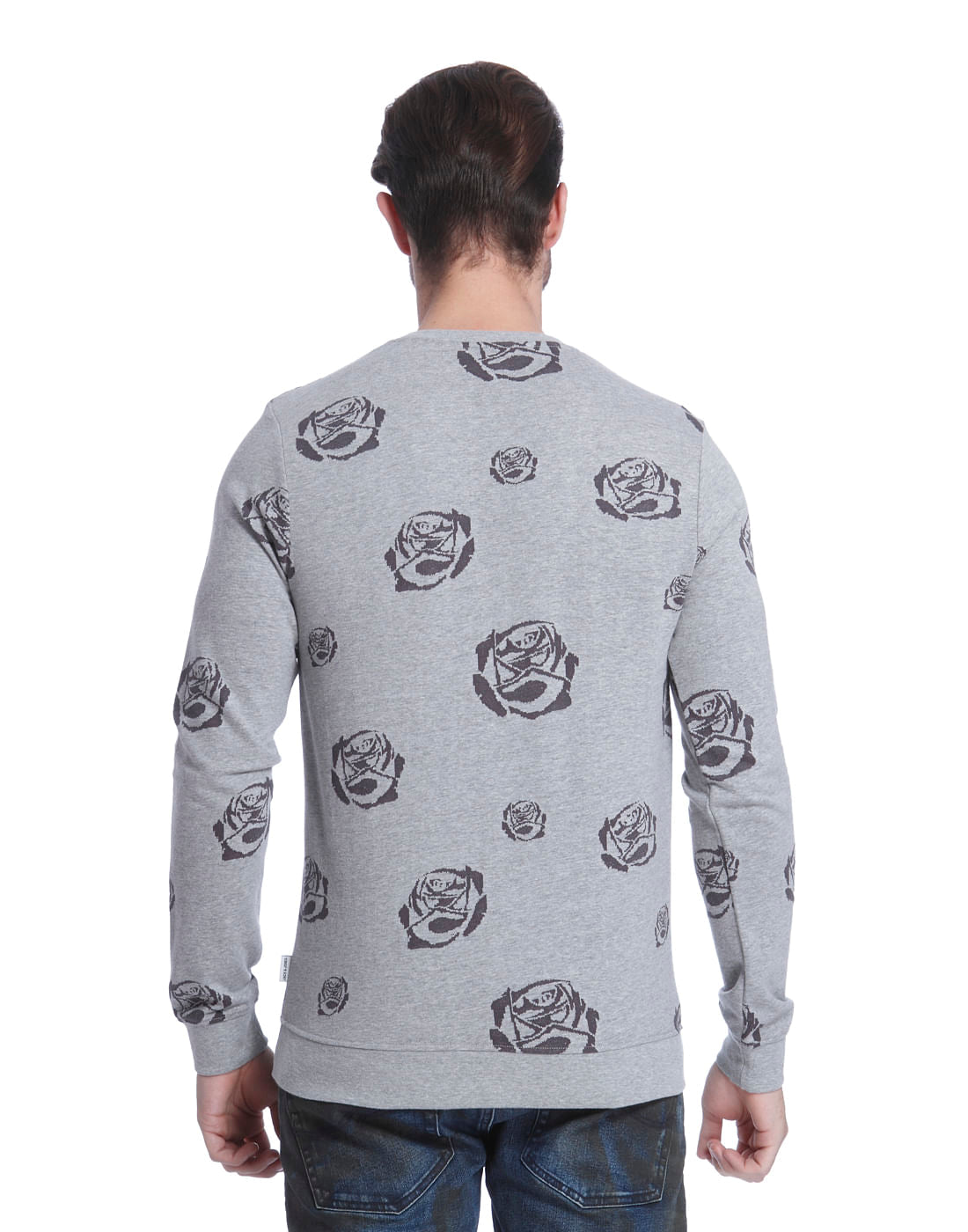 Light Grey Rose Print Sweatshirt
