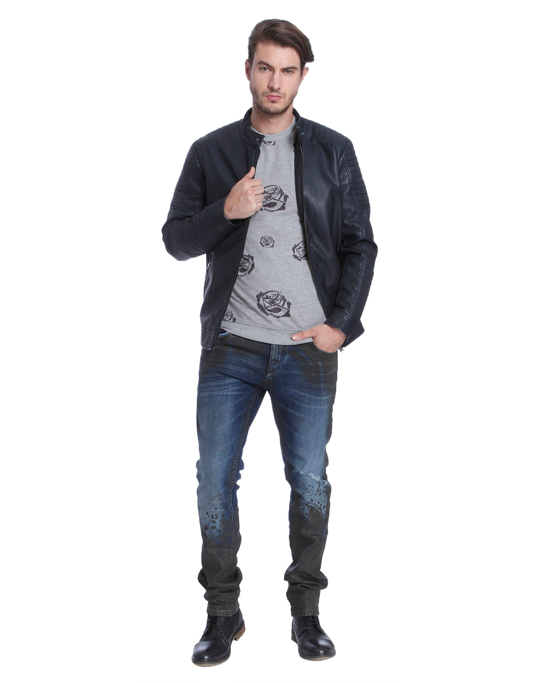 Light Grey Rose Print Sweatshirt