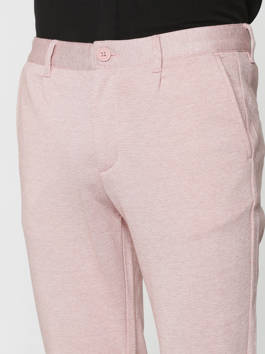 Pink Mid Rise Regular Fit Trousers