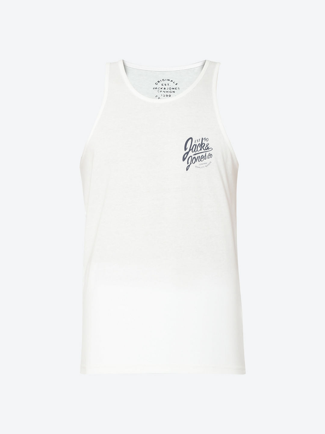 White Logo Print Tank Top