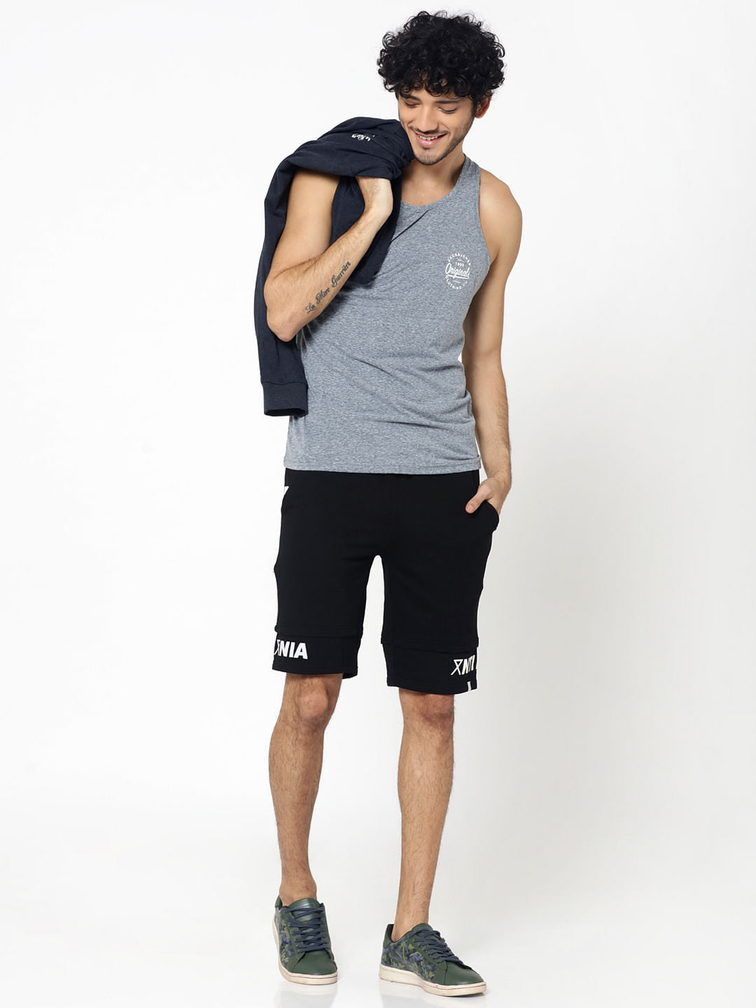 Blue Logo Print Tank Top